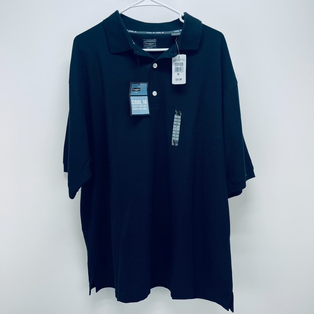 COPY - Haggar Cool 18 Performance Men's Blue Golf Polo Shirt Black Size XL New